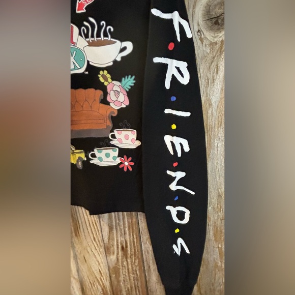 Friends Long Sleeve Crop Top Black Medium - Picture 4 of 7